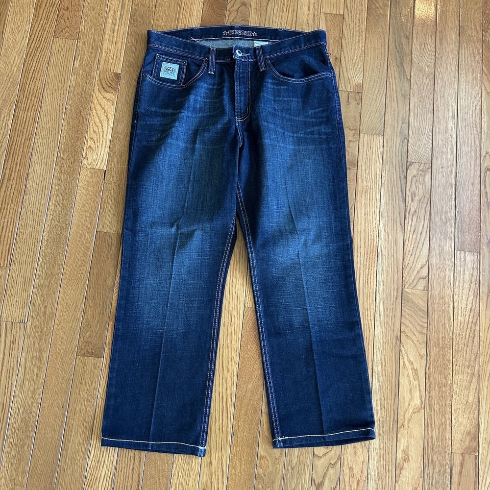 CINCH Mens Jeans 31x30 (Actual 34x26) Dark Blue Bootcut‎ Western Cowboy Stretch